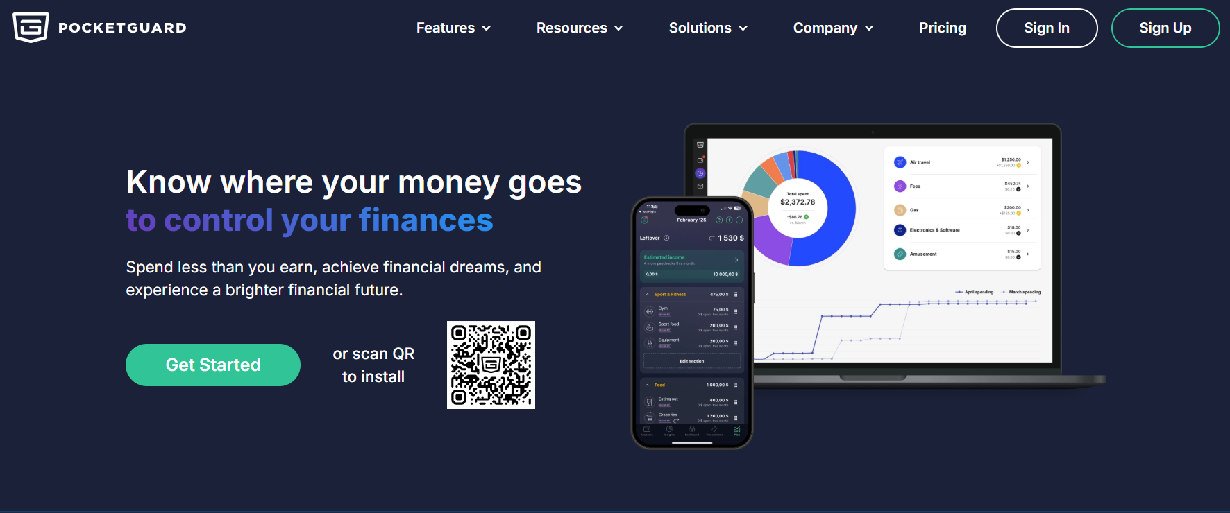 PocketGuard budgeting app interface
