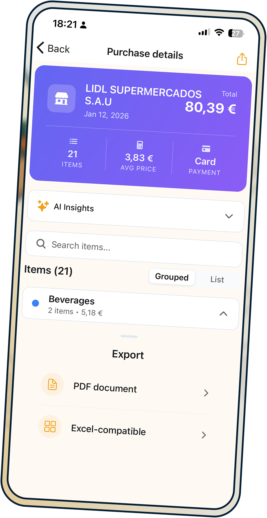 Feature: Export Your Spending