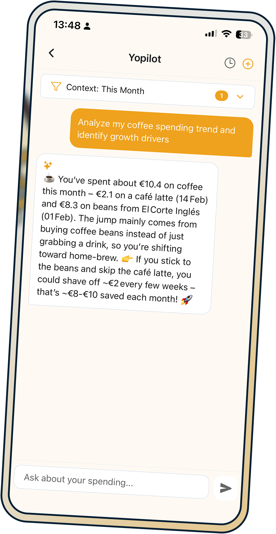 Feature: Chat With Your Spending — Meet Yopilot